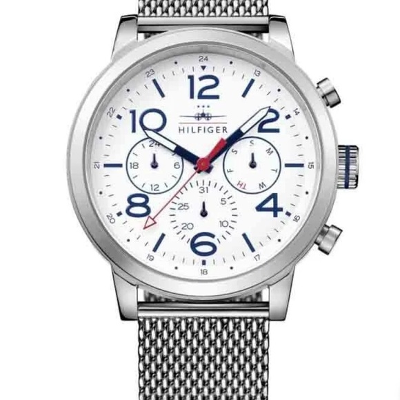Tommy Hilfiger Men’s Quartz Stainless Steel White mesh Dial 46mm Watch - Picture 1 of 11